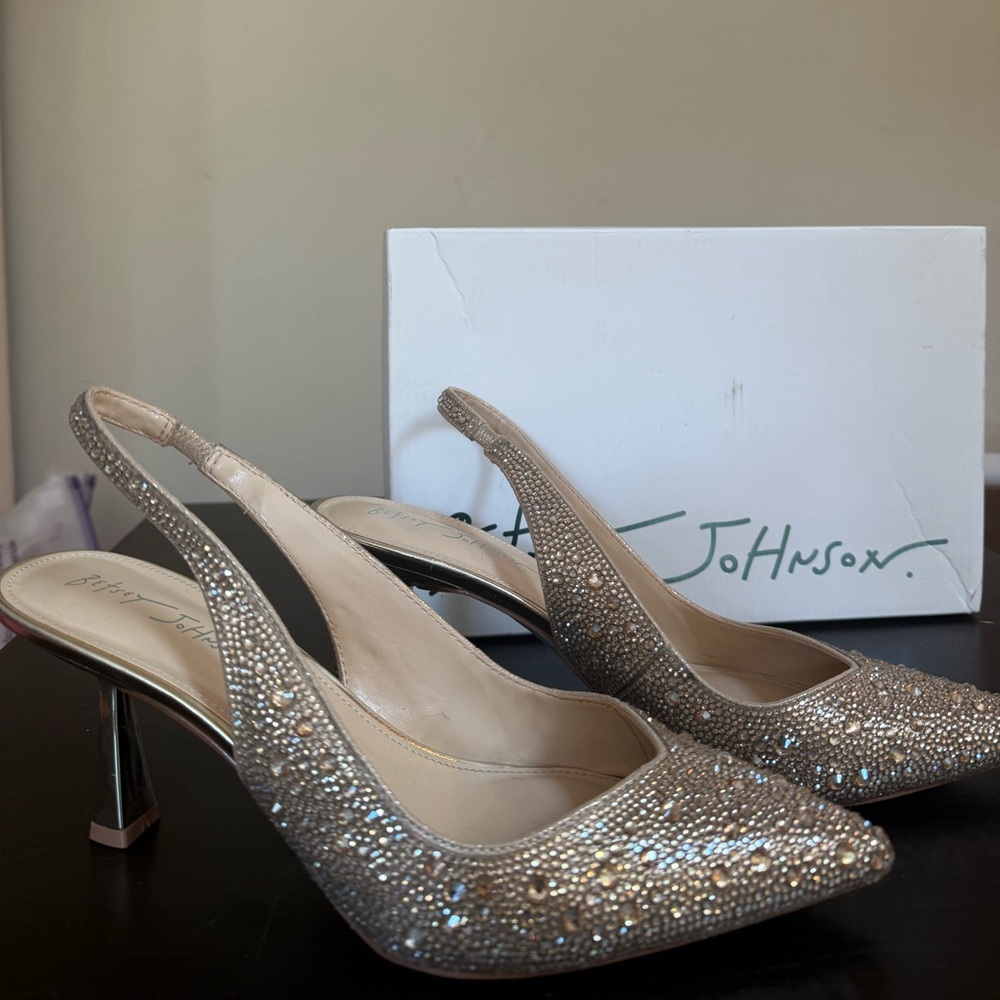 Betsey Johnson Glittering Silver Slingback Heels
